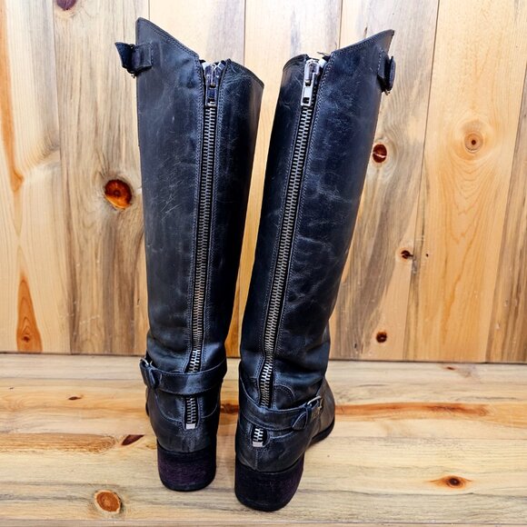 Charles David Grey Italian Leather Knee High Boots Size 8 - Picture 4 of 7